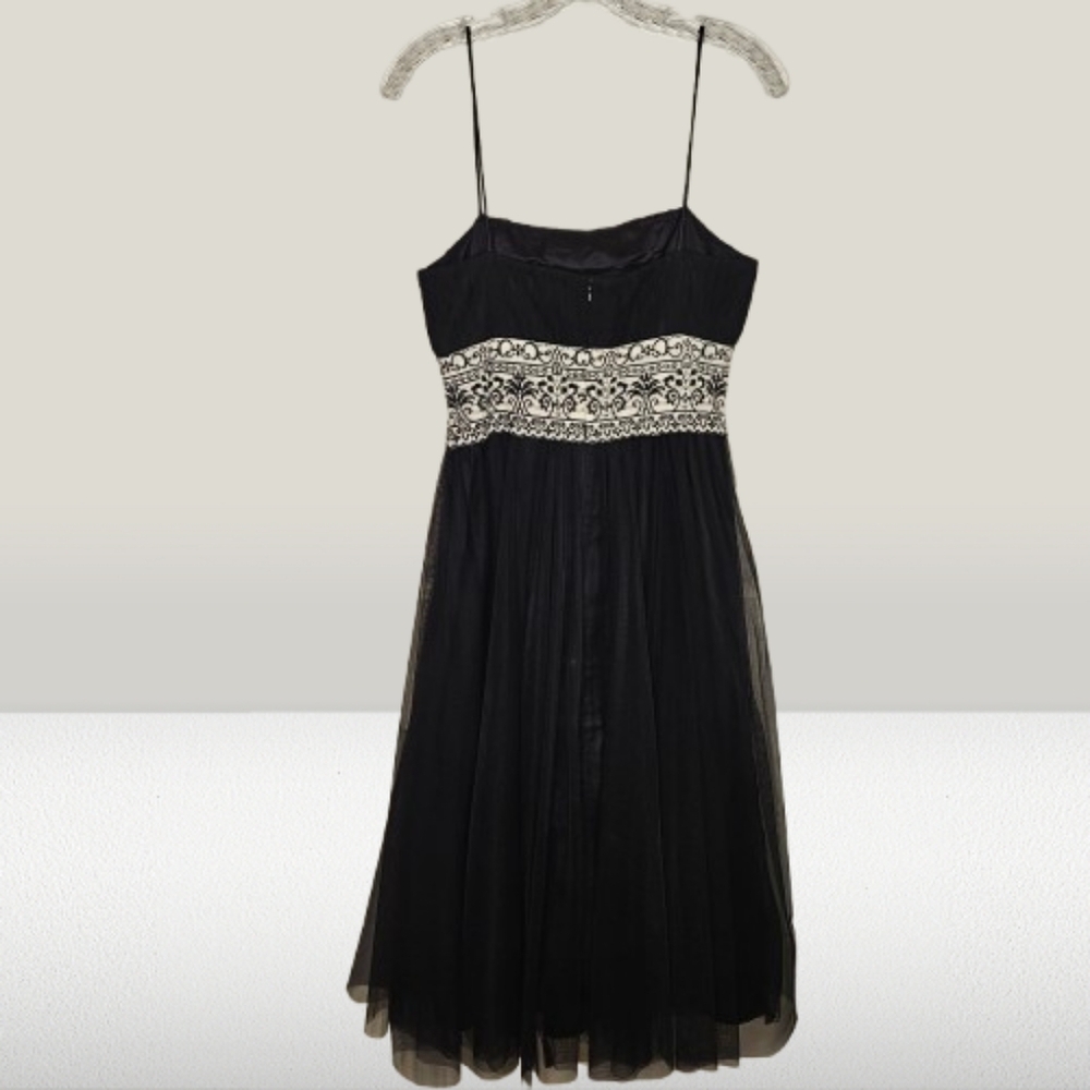 Tess Dress 6 Black Chiffon Lace Waist Cocktail Embroidered Back Zip Garden Party - Picture 4 of 14
